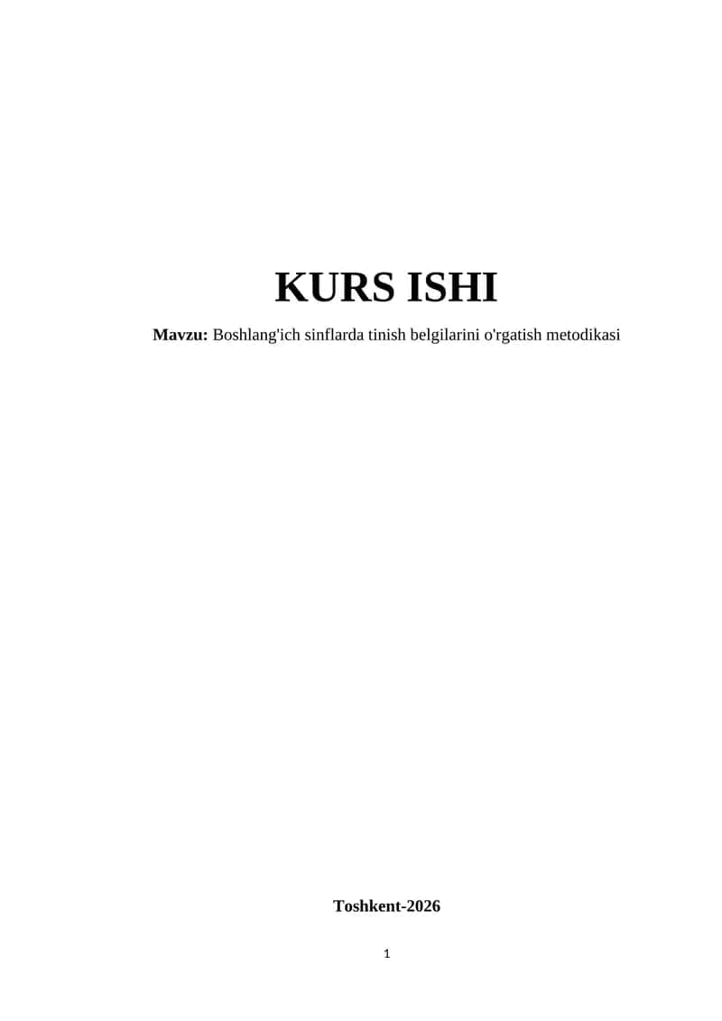 Boshlang'ich sinflarda tinish belgilarini o'rgatish metodikasi