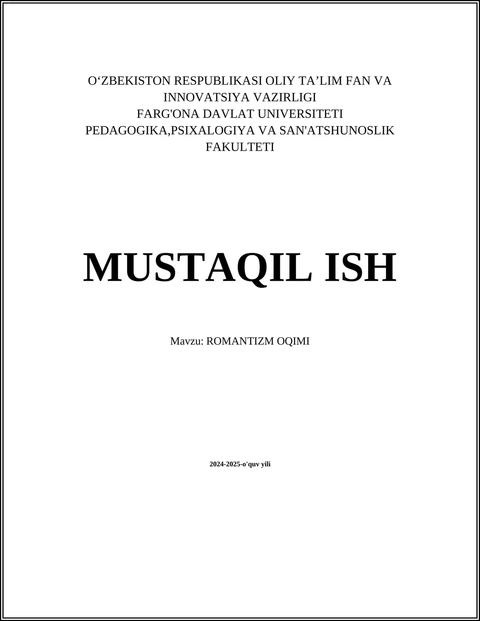 ROMANTIZM OQIMI