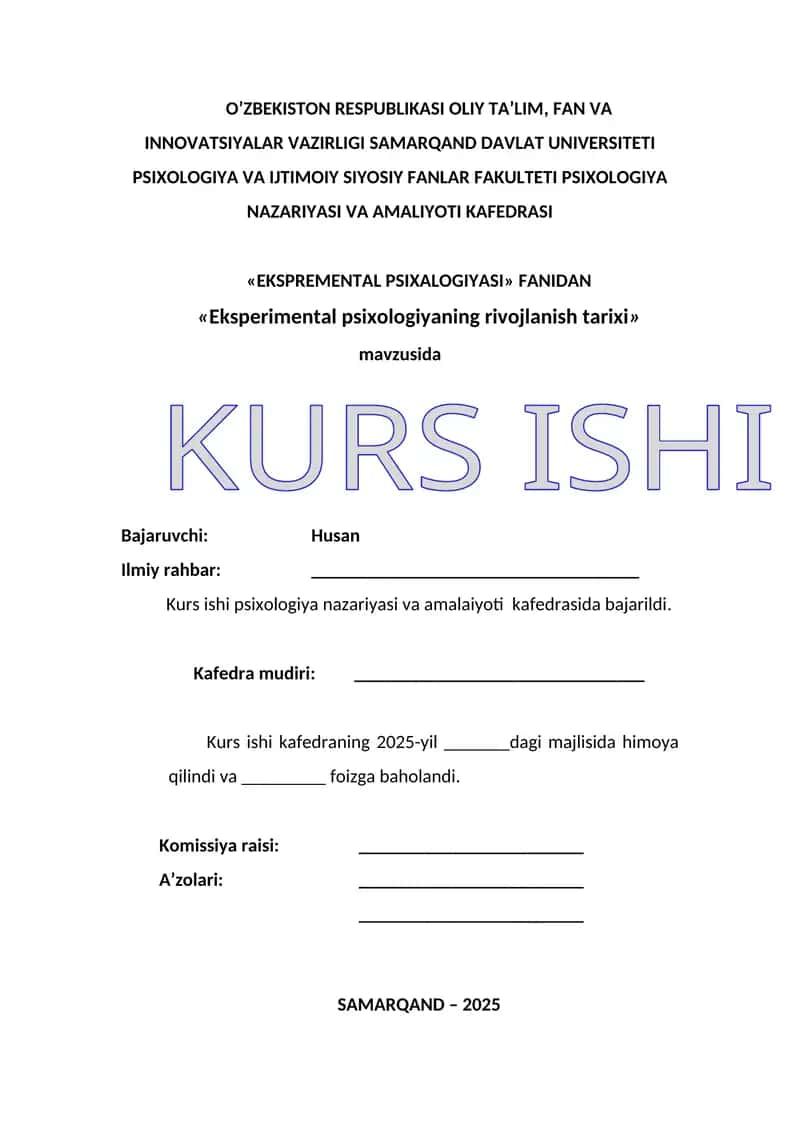 Eksperimental psixologiyaning rivojlanish tarixi