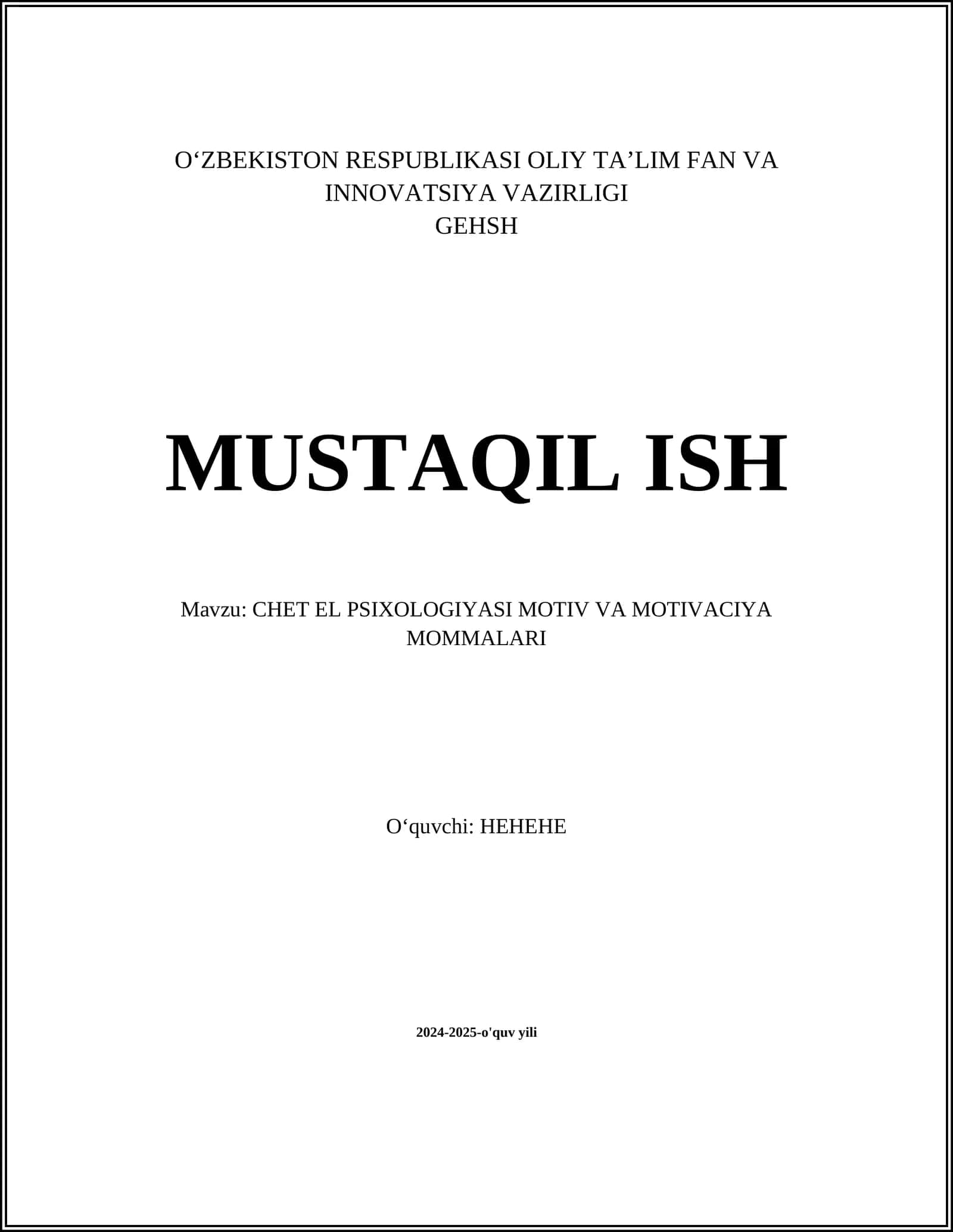 CHET EL PSIXOLOGIYASI MOTIV VA MOTIVACIYA MOMMALARI
