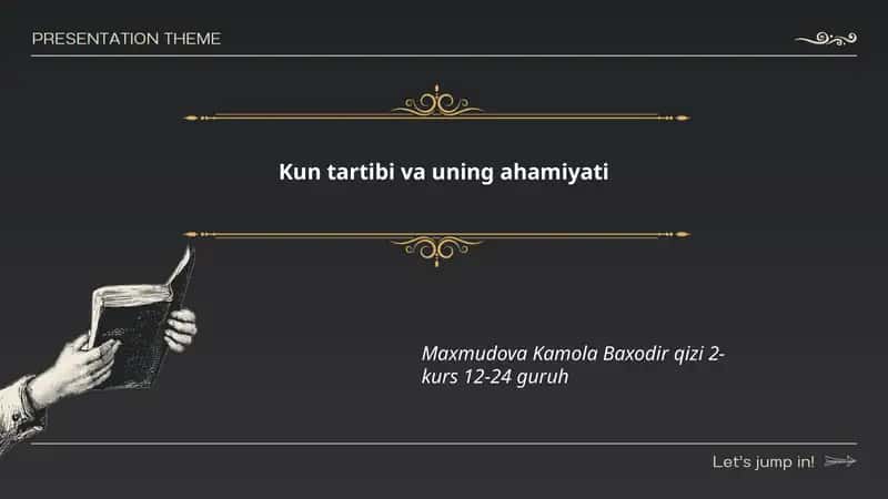 Kun tartibi va uning ahamiyati