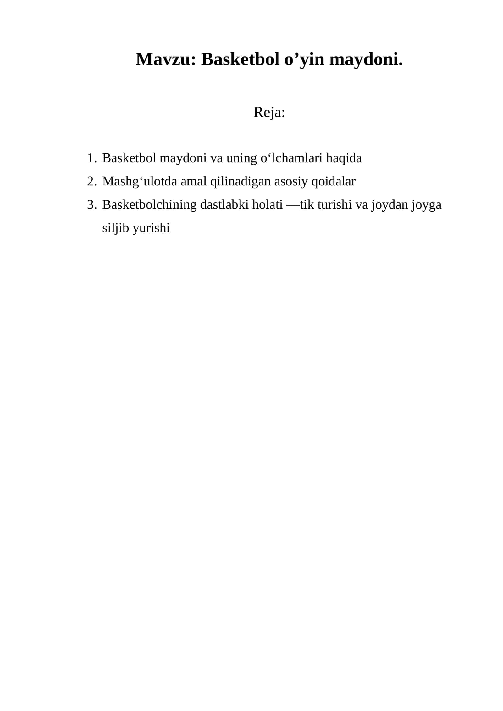 Basketbol o’yin maydoni