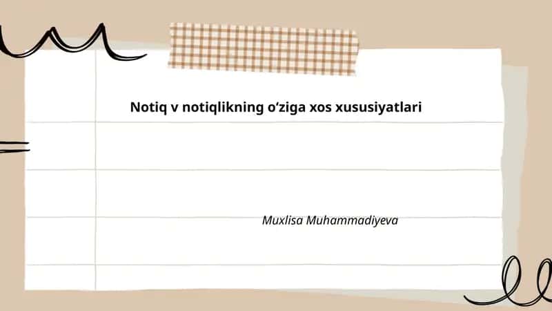 Notiq v notiqlikning oʻziga xos xususiyatlari