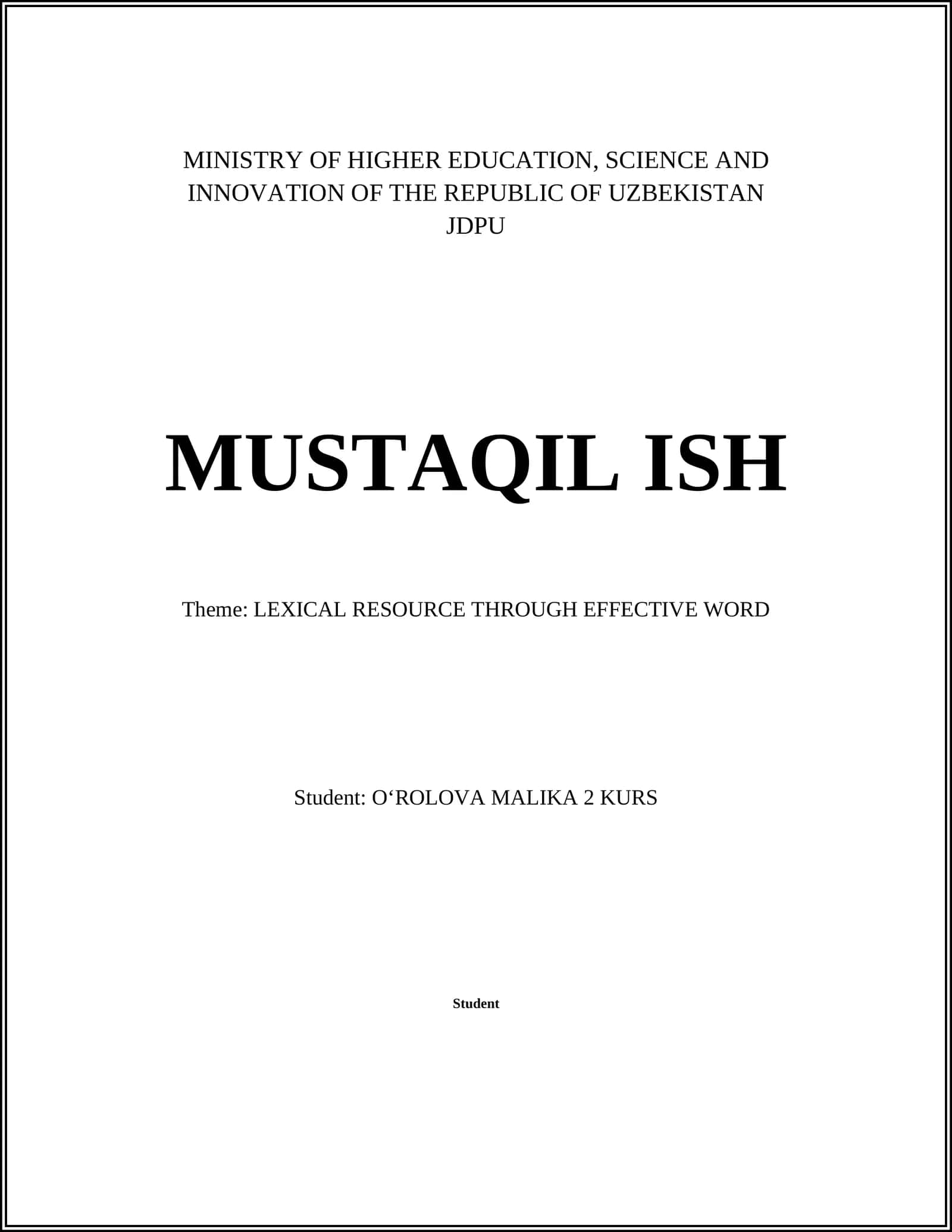 LEXICAL RESOURCE THROUGH EFFECTIVE WORD
