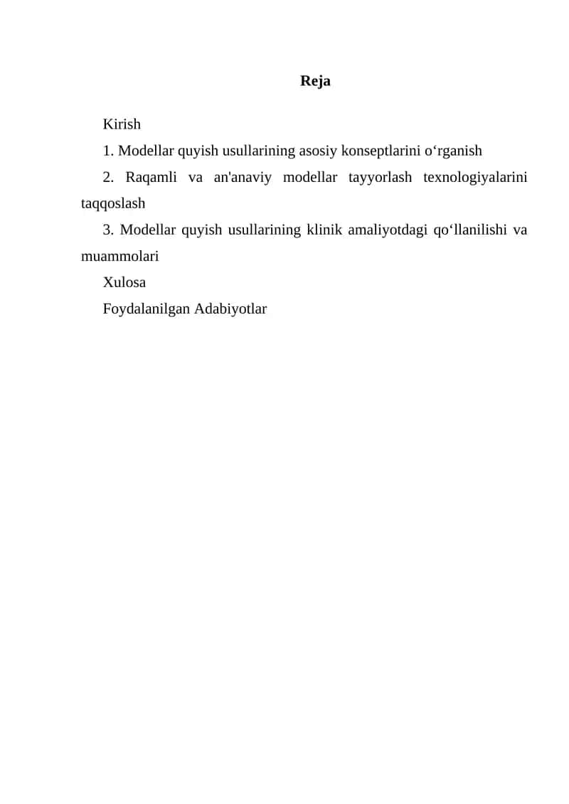 Modellar quyish texnologiyalari