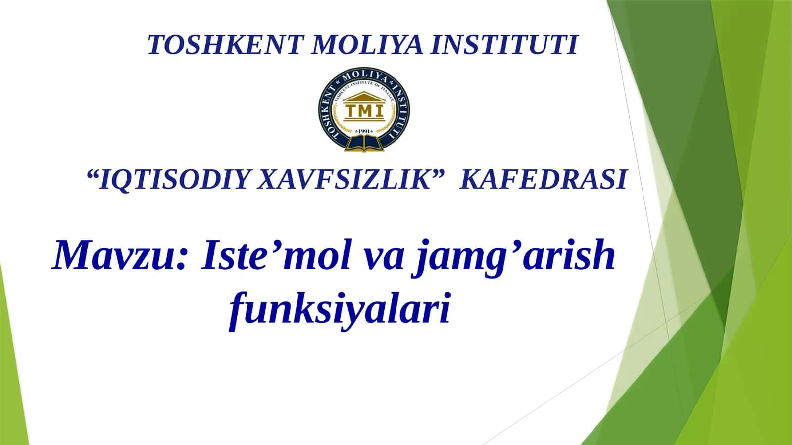 Iste’mol va jamg’arish funksiyalari