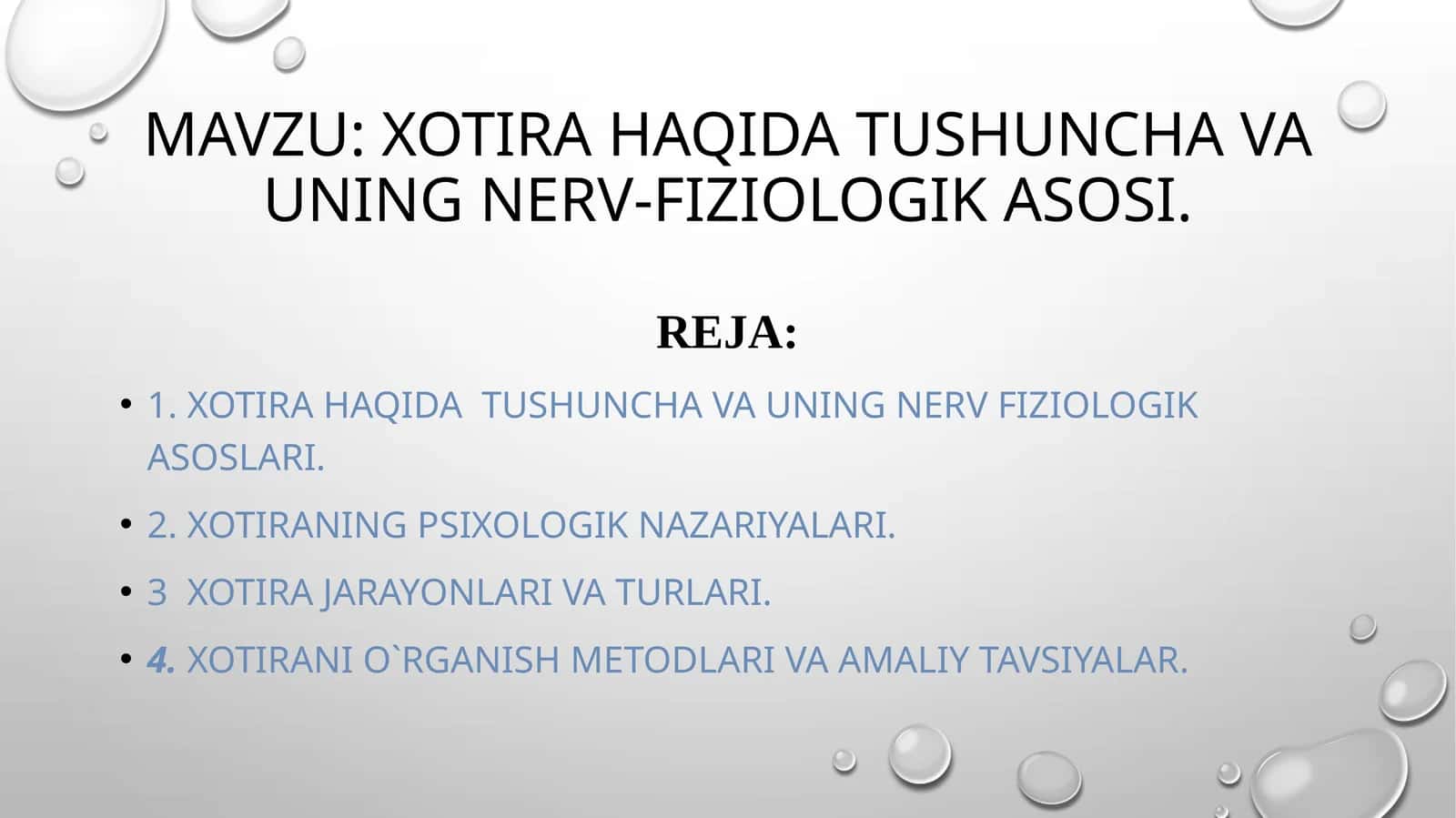 xotira haqida tushuncha va uning nerv-fiziologik asosi.