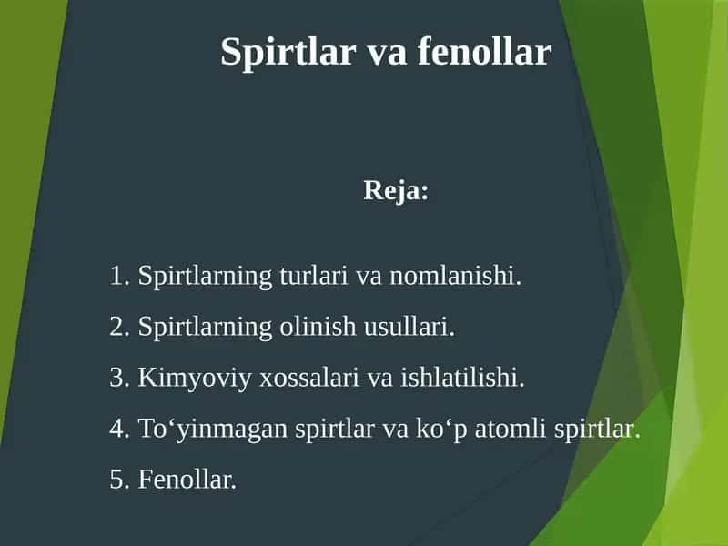 Spirtlar va Fenollar