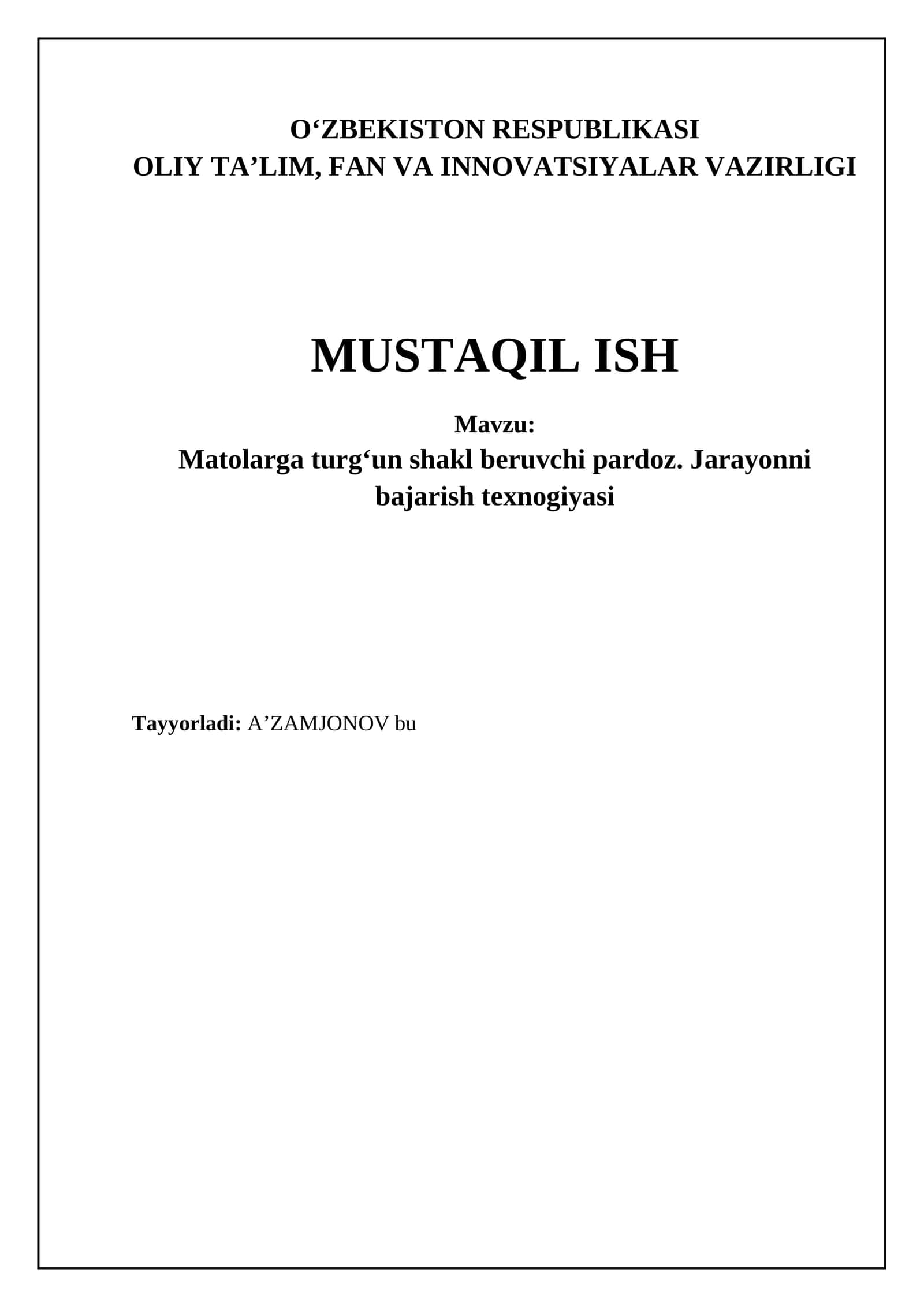 Matolarga turgʻun shakl beruvchi pardoz. Jarayonni bajarish texnogiyasi