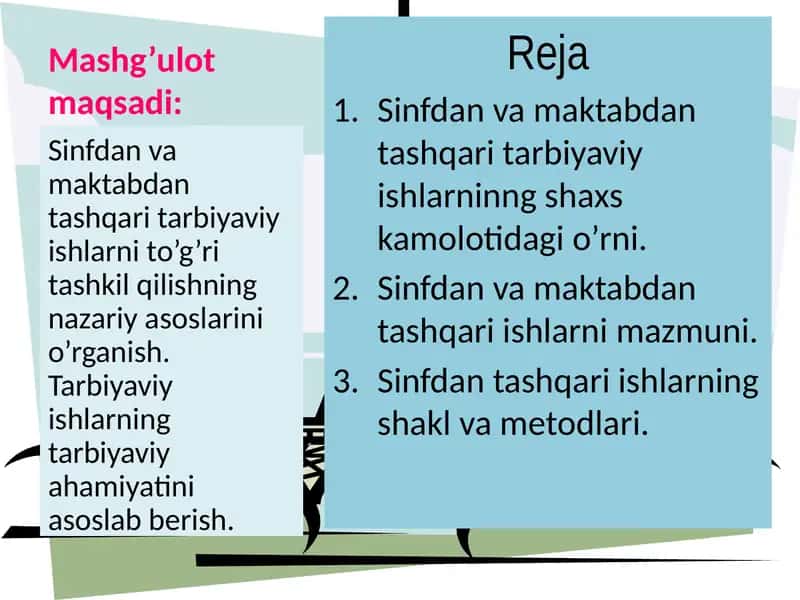 Sinfdan va maktabdan tashqari ishlar