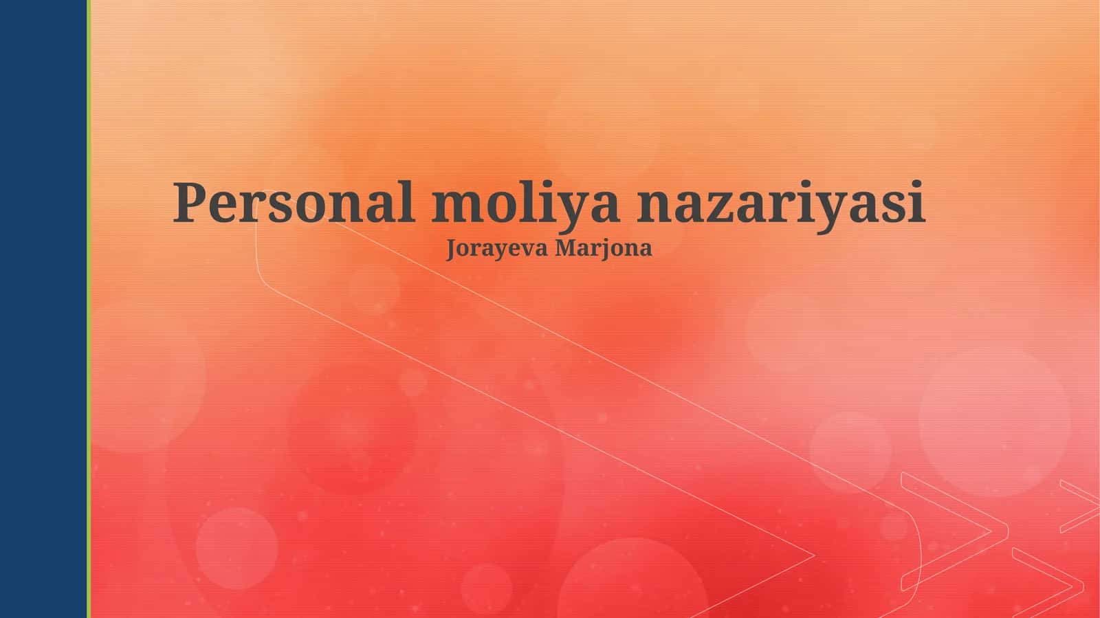 Personal moliya nazariyasi