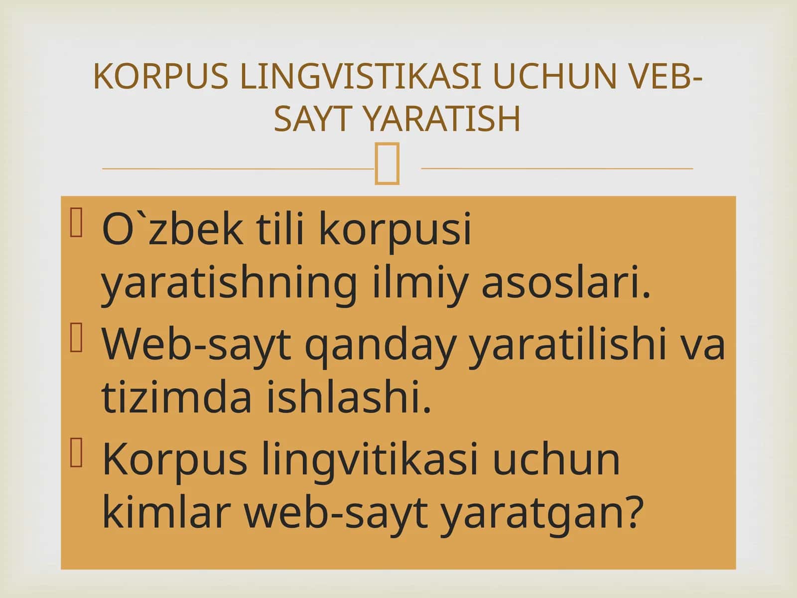 KORPUS LINGVISTIKASI UCHUN VEB-SAYT YARATISH