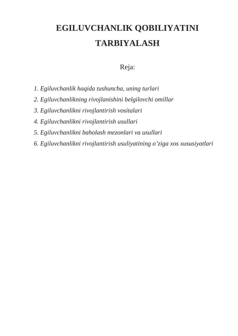 Egiluvchanlik qobiliyatini tarbiyalash