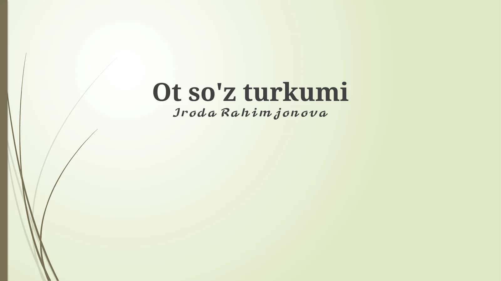 Ot so'z turkumi
