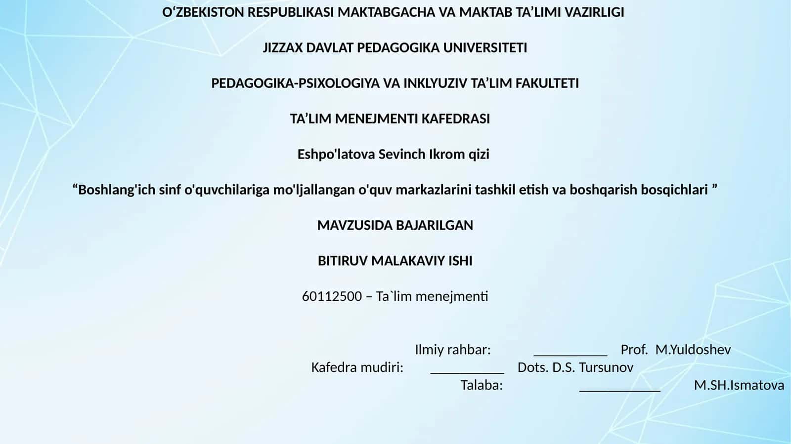 Boshlang'ich sinf o'quvchilariga mo'ljallangan o'quv markazlarini tashkil etish va boshqarish bosqichlari