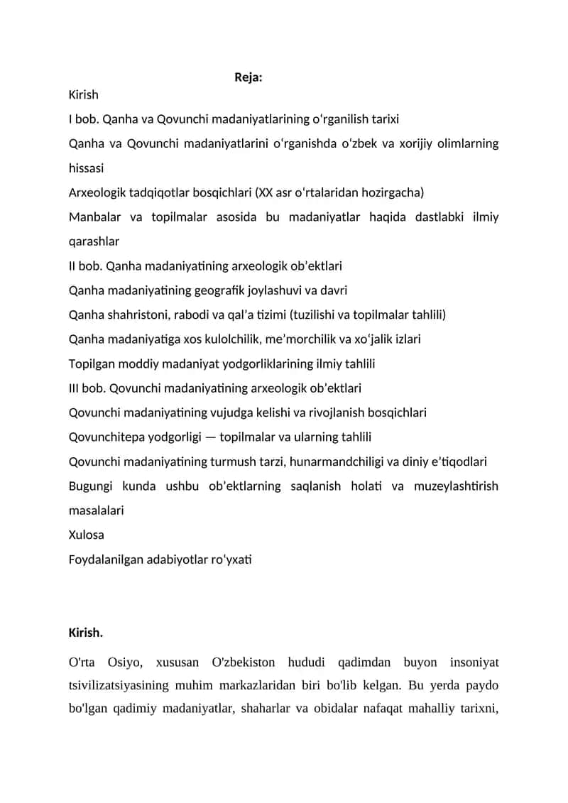 Qanha va Qovunchi madaniyatlarining o‘rganilish tarixi