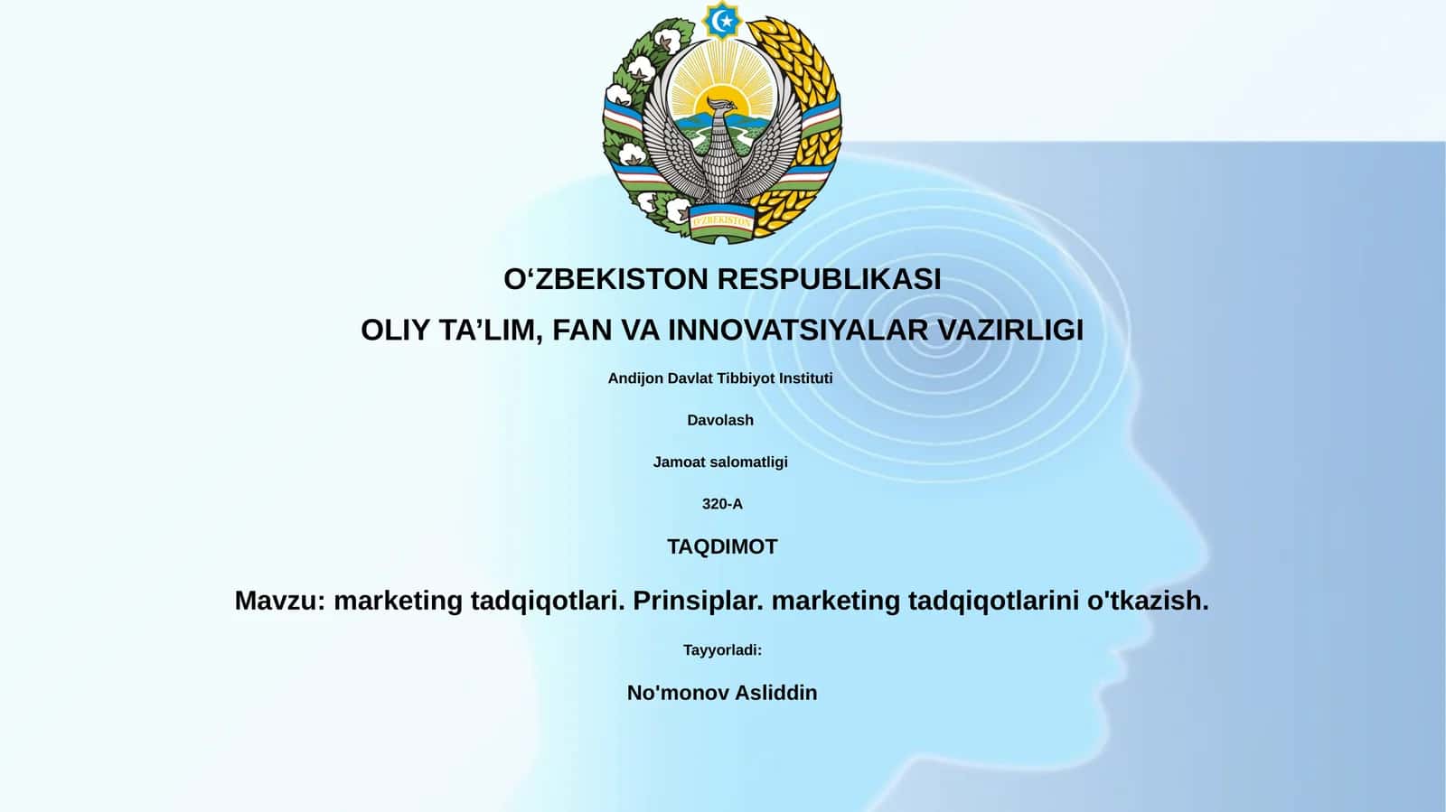 marketing tadqiqotlari. Prinsiplar. marketing tadqiqotlarini o'tkazish