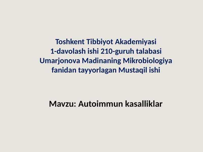 Autoimmun kasalliklar