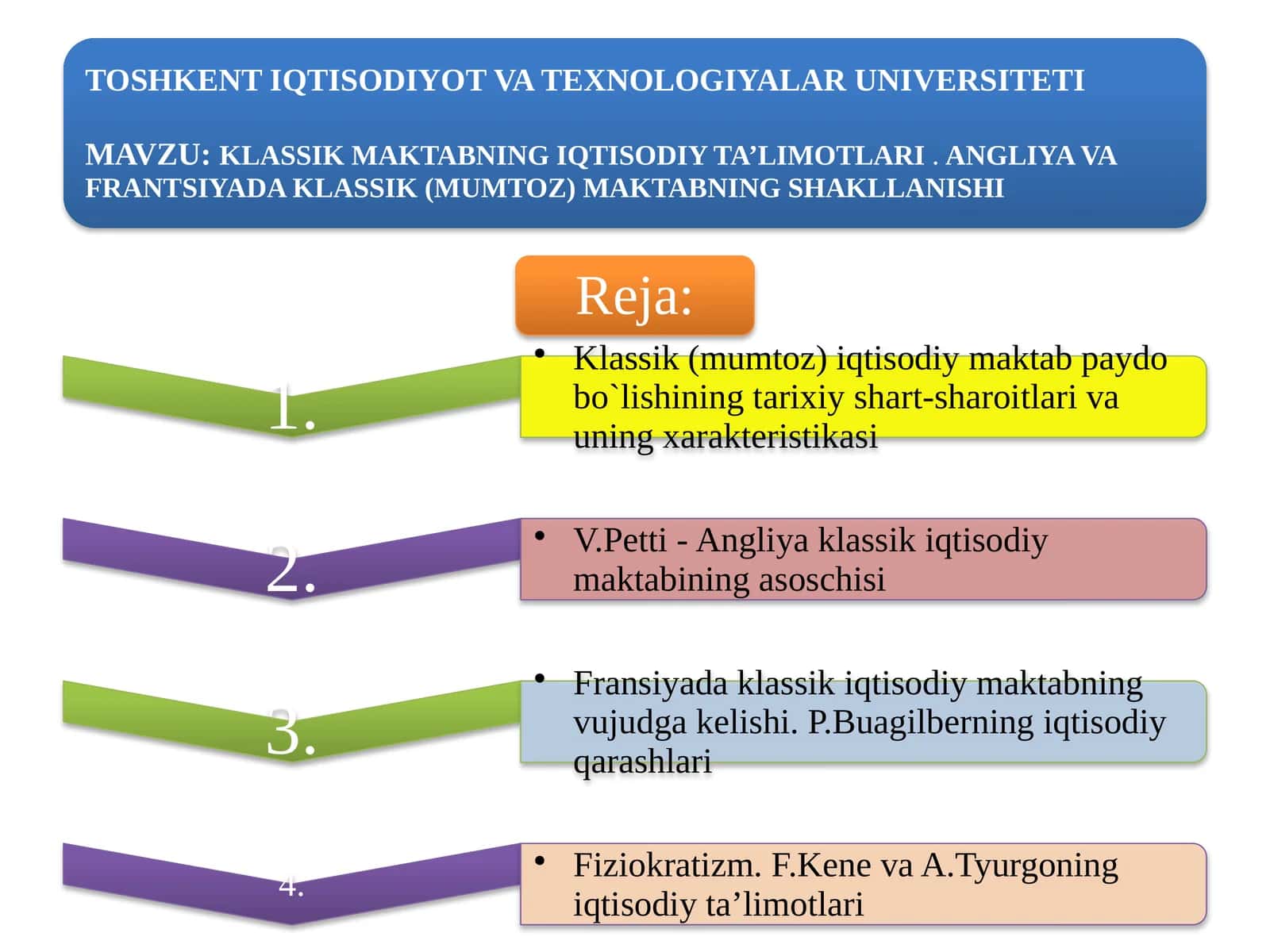 Klassik (mumtoz) iqtisodiy maktab paydo bo`lishining tarixiy shart-sharoitlari va uning xarakteristikasi