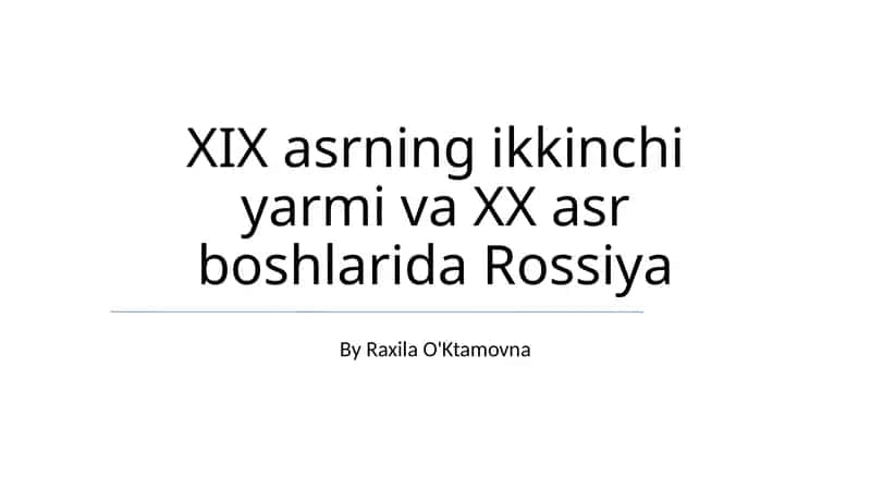 Rossiya o'tish davrida: Qullikdan sanoatlashuvgacha