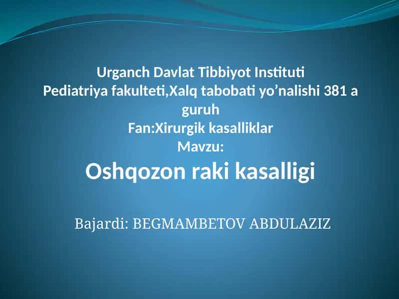 Oshqozonrakikasalligi