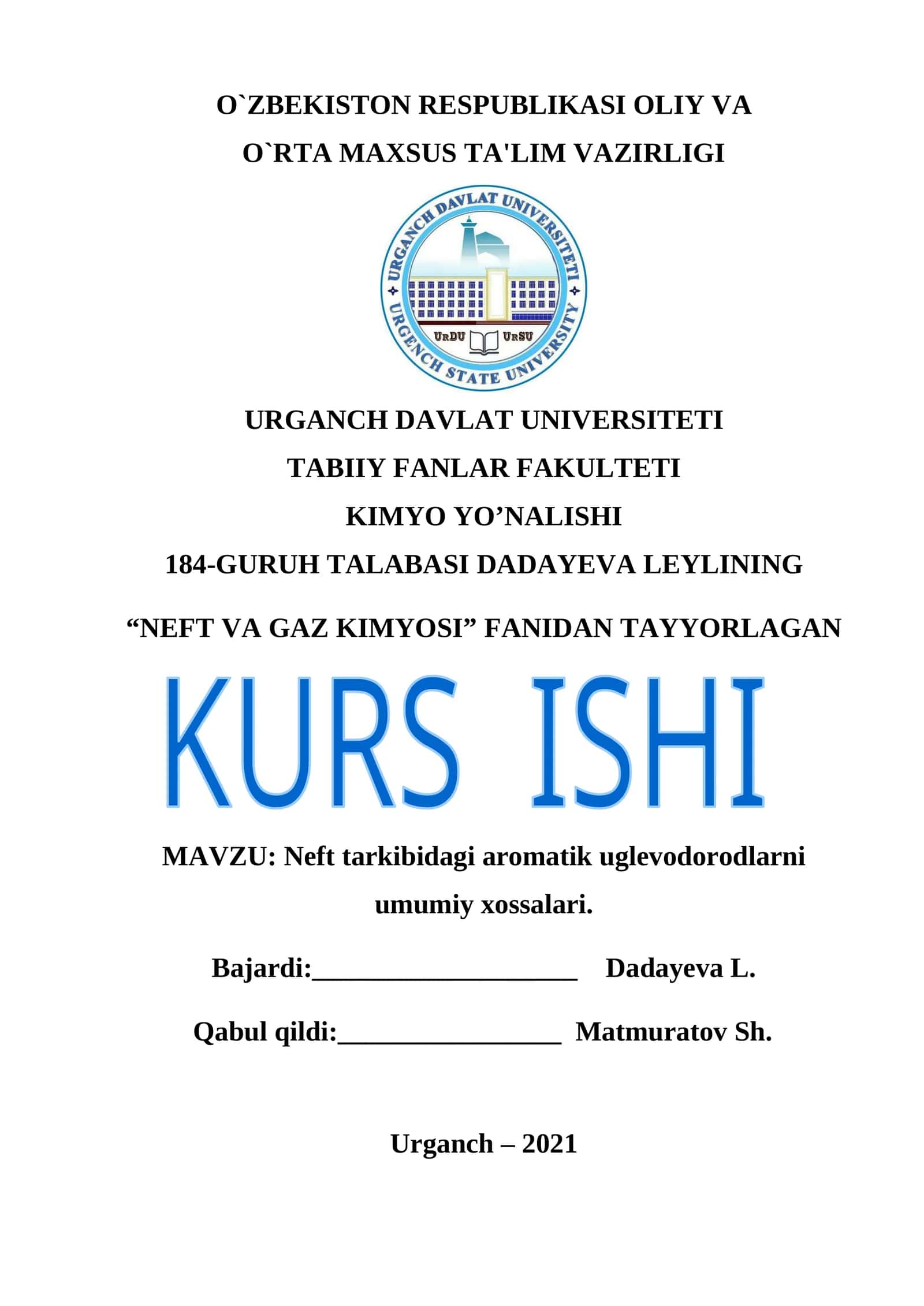 Neft tarkibidagi aromatik uglevodorodlarni umumiy xossalari