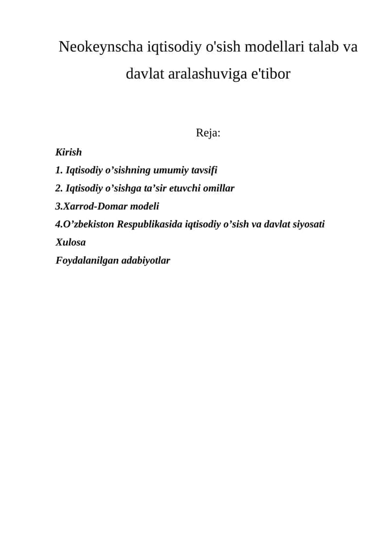Xarrod-Domar modeli