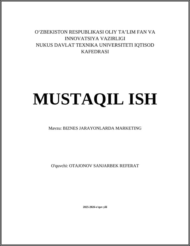 BIZNES JARAYONLARDA MARKETING