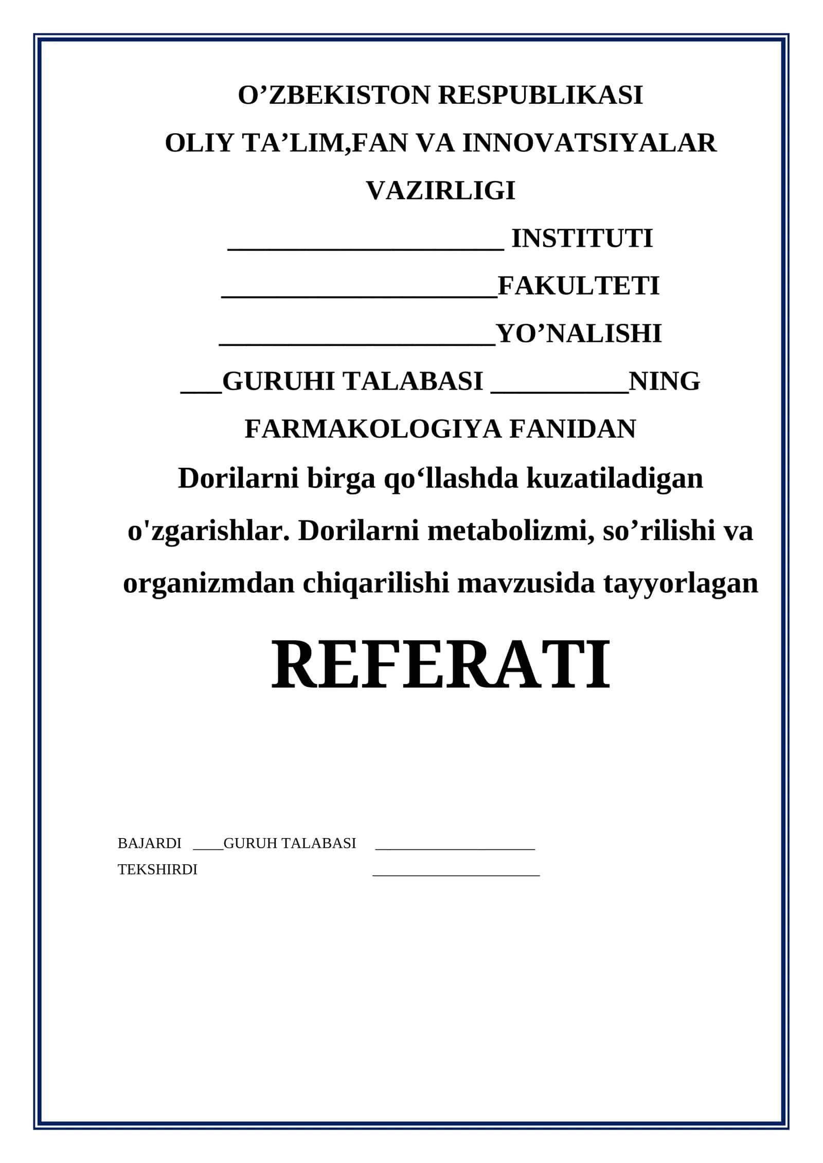 Dorilarni birga qo‘llashda kuzatiladigan o'zgarishlar
