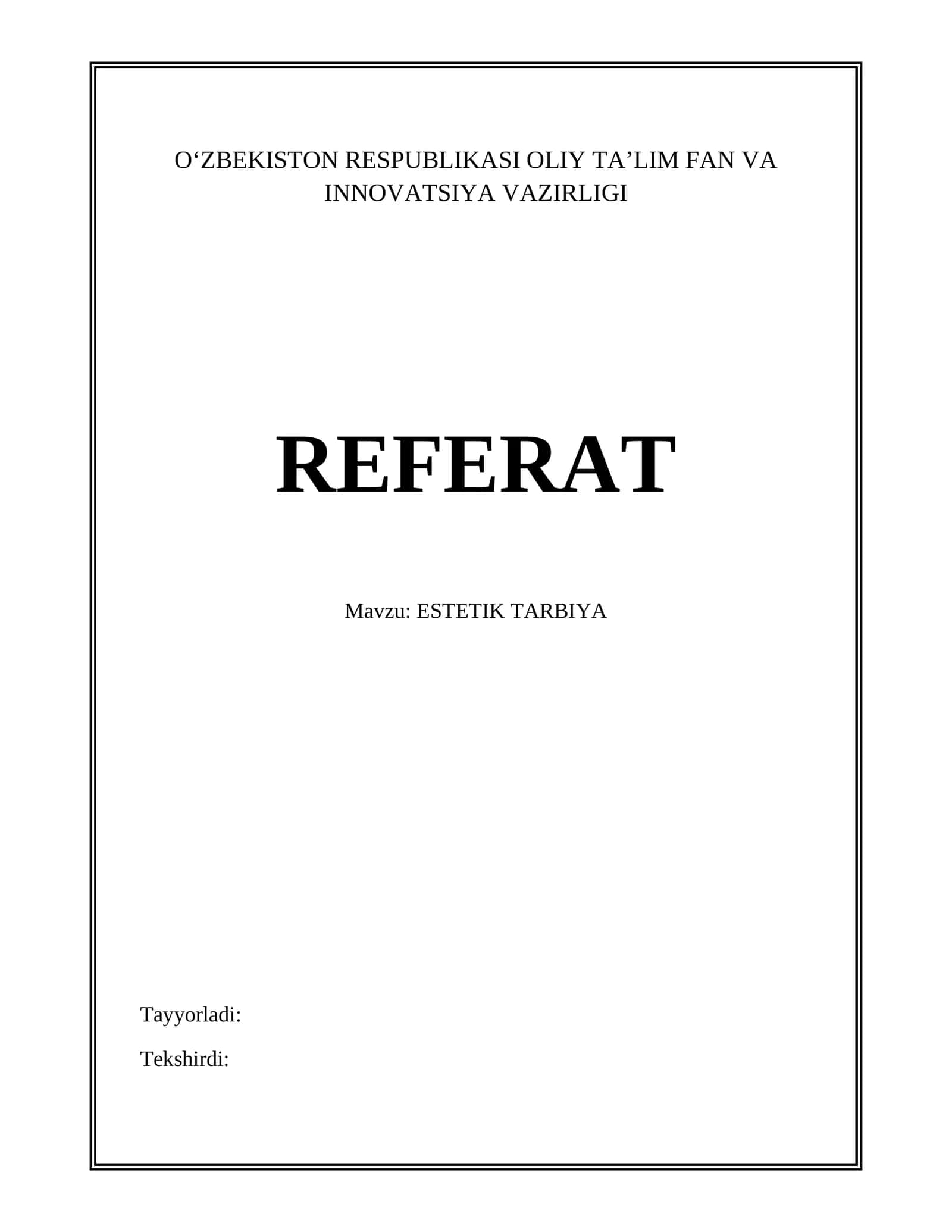 ESTETIK TARBIYA