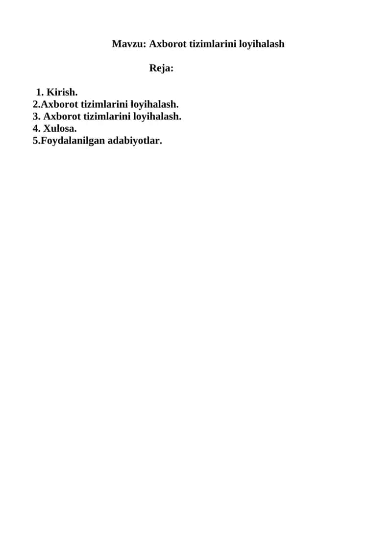 Axborot tizimlarini loyihalash