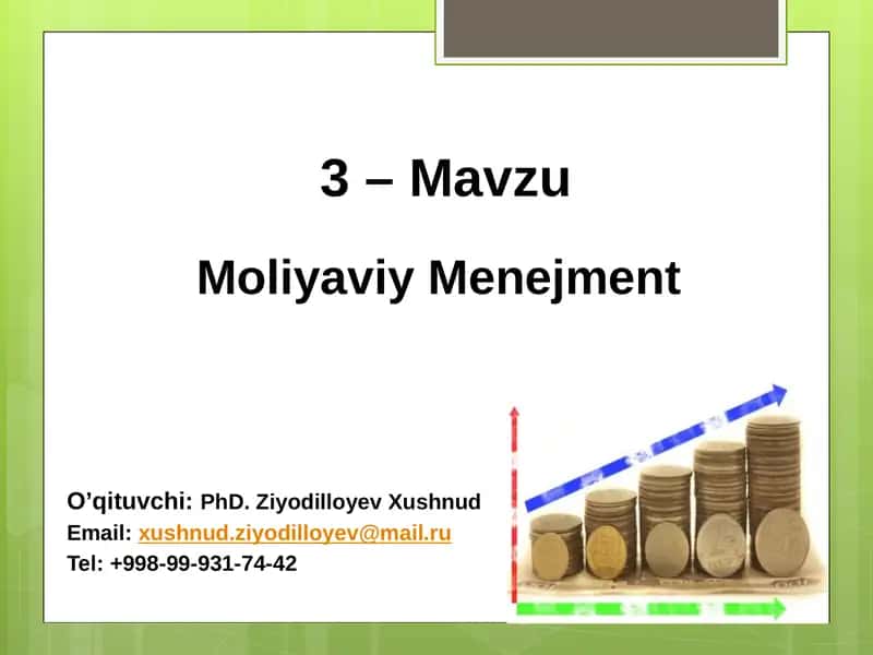 Молиявий менежментнинг математик асослари