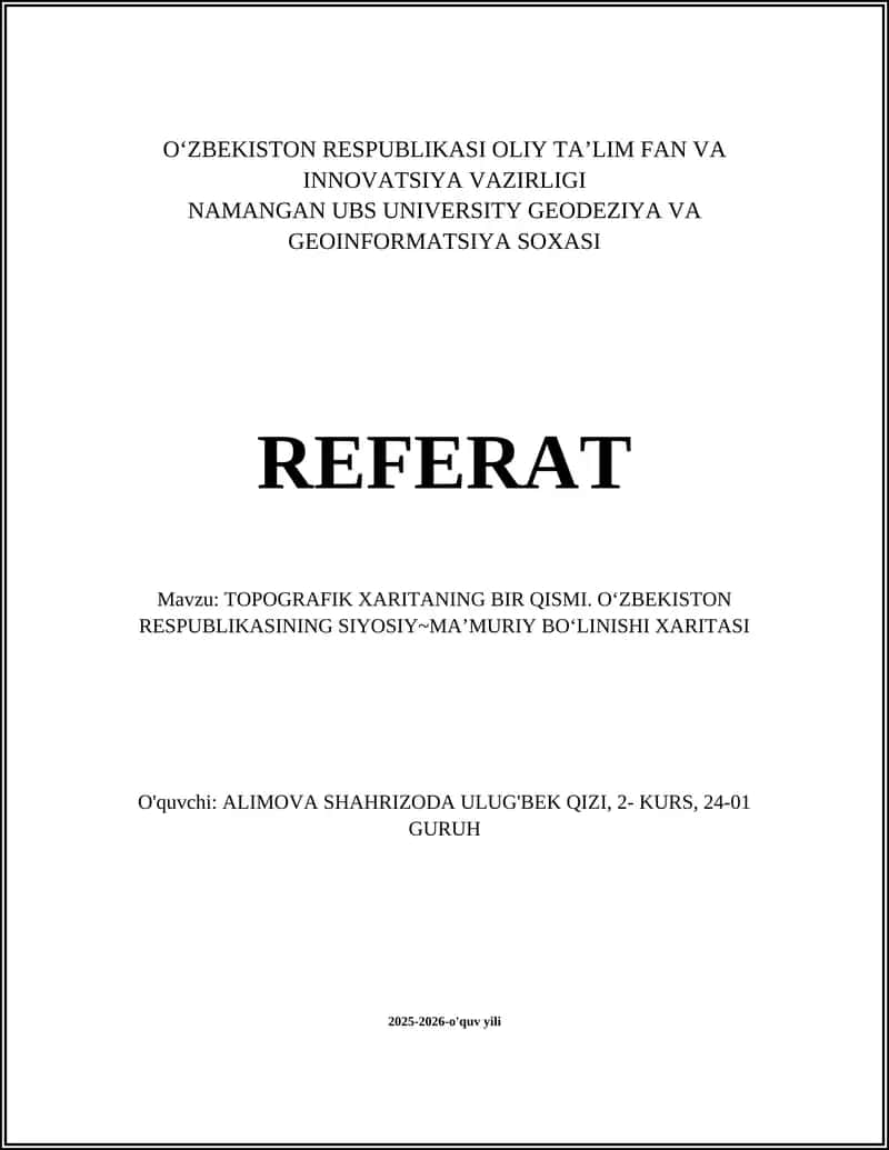 Topografik xaritaning bir qismi