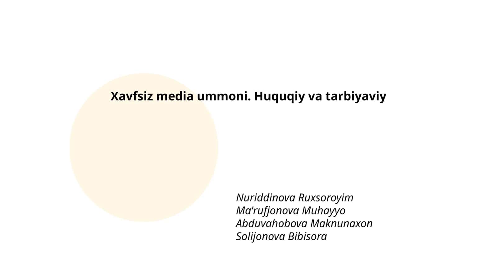 Xavfsiz media ummoni. Huquqiy va tarbiyaviy