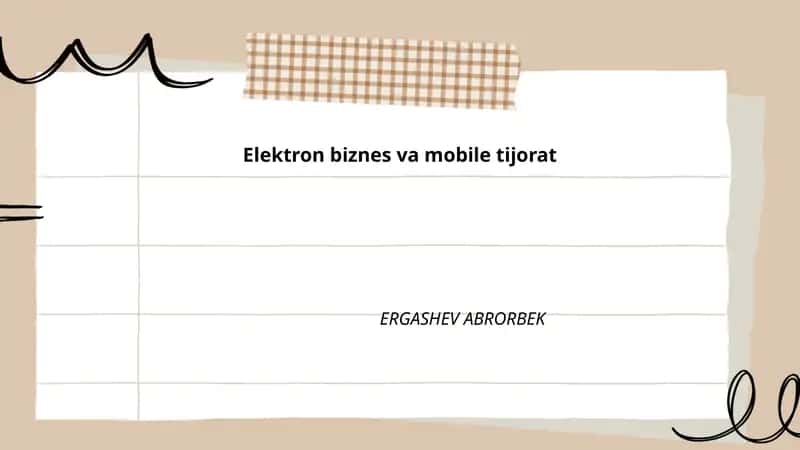 Elektron biznes va mobile tijorat