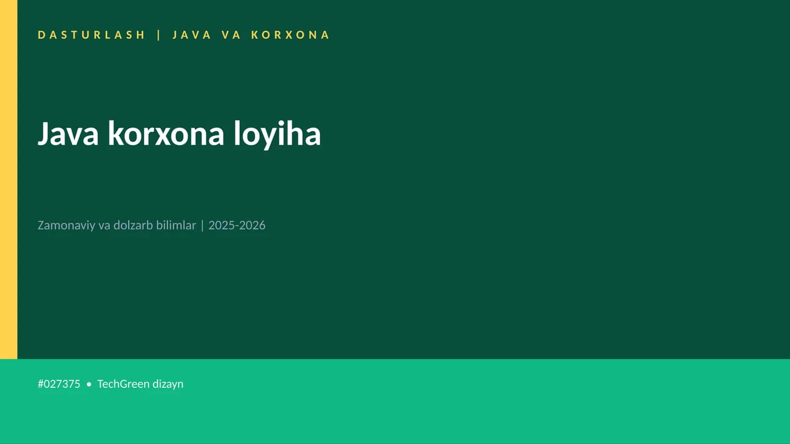 Java korxona loyiha