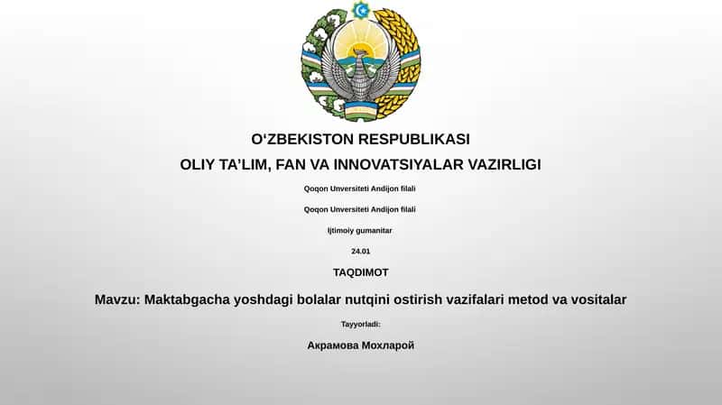Nutqni rivojlantirish vazifalari