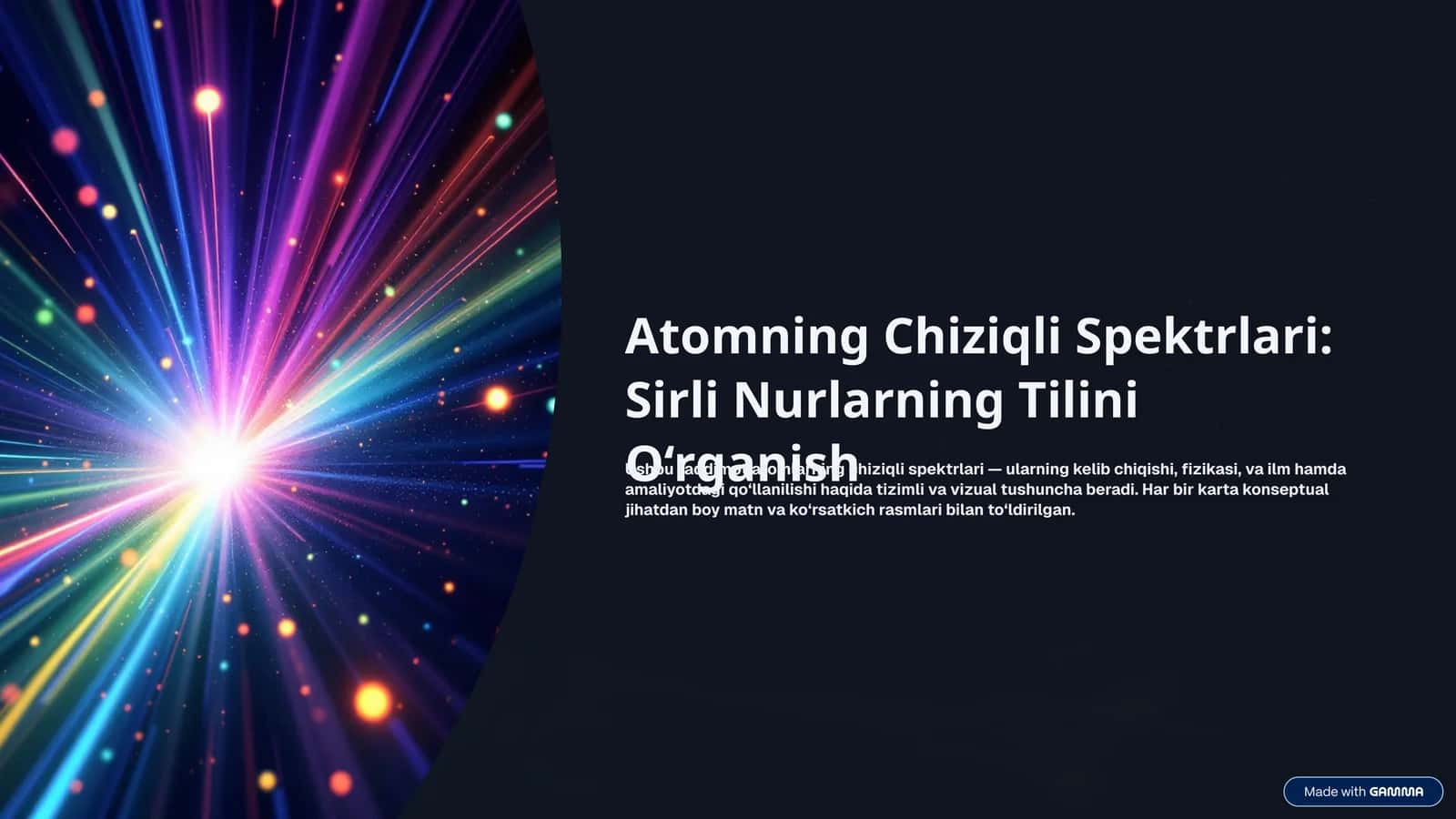 Atomning Chiziqli Spektrlari: Sirli Nurlarning Tilini O‘rganish