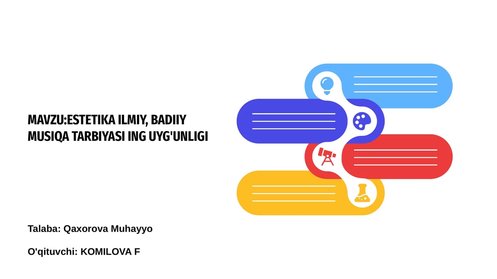 ESTETIKA ILMIY, BADIIY MUSIQA TARBIYASI ING UYG'UNLIGI