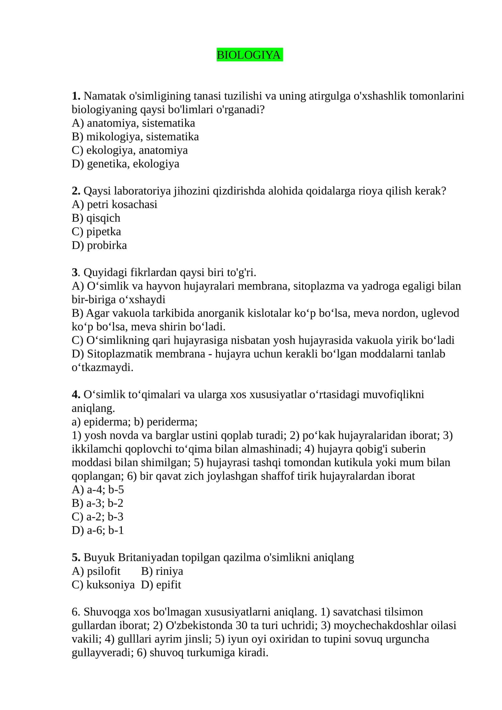 BIOLOGIYA