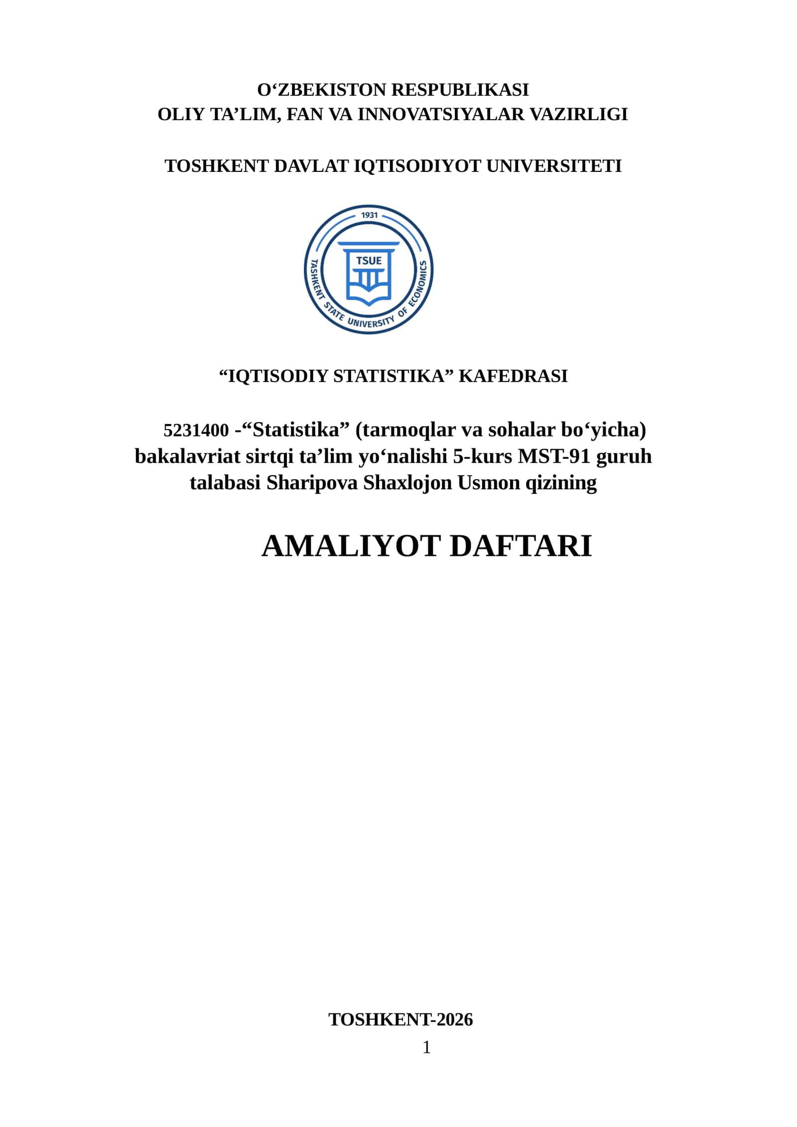 AMALIYOT HISOBOTI. «ALMUDAA» MCHJ konsalting va marketing xizmatlari faoliyati.