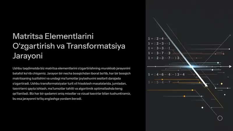 Matritsa Elementlarini O‘zgartirish va Transformatsiya Jarayoni