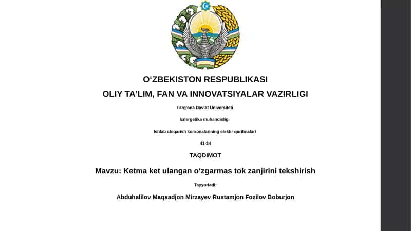 Ketma ket ulangan oʻzgarmas tok zanjirini tekshirish