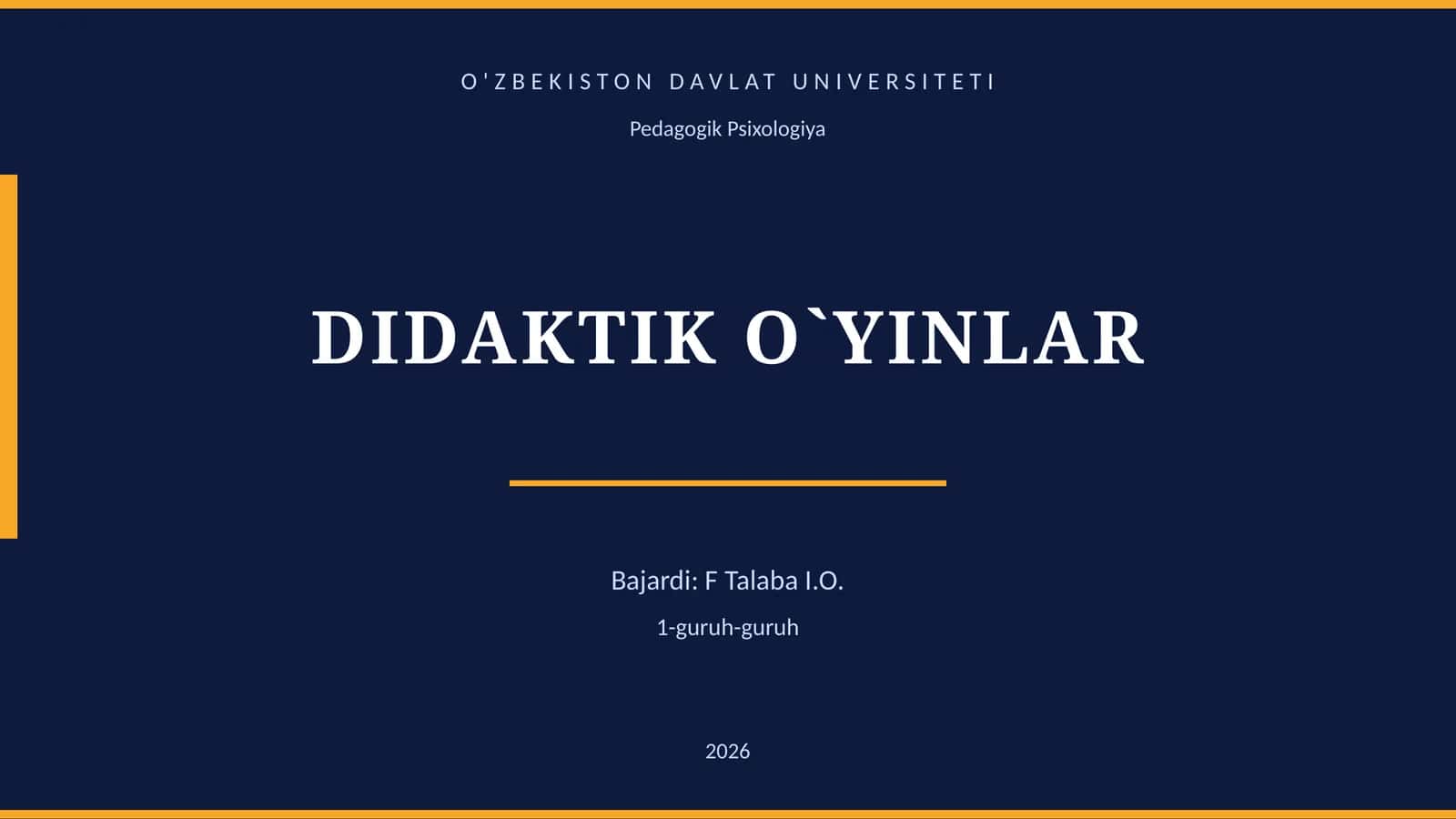 DIDAKTIK O`YINLAR