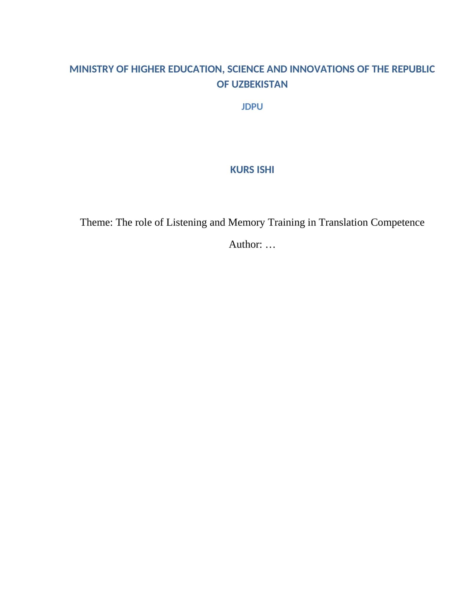 The role of Listening and Memory Training in Translation Competence