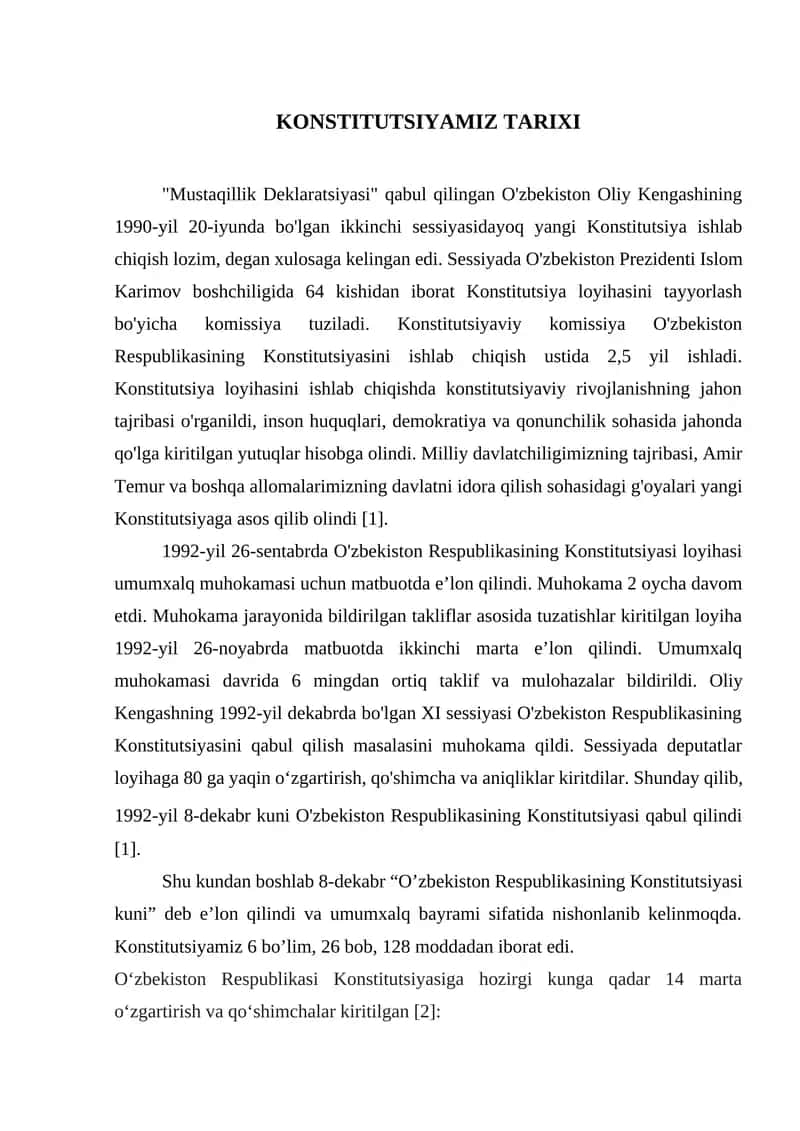 KONSTITUTSIYAMIZ TARIXI