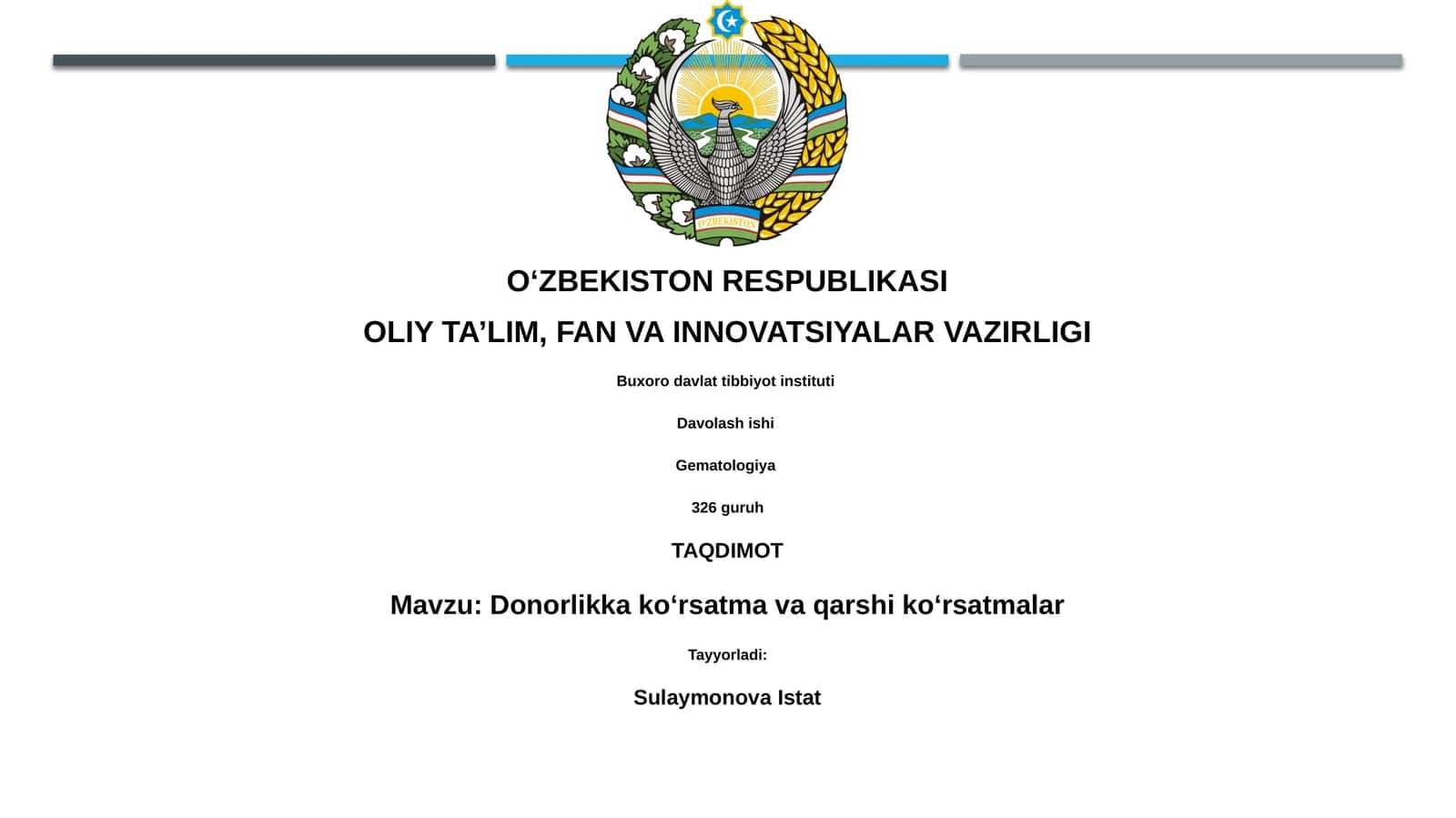 Donorlikka koʻrsatma va qarshi koʻrsatmalar