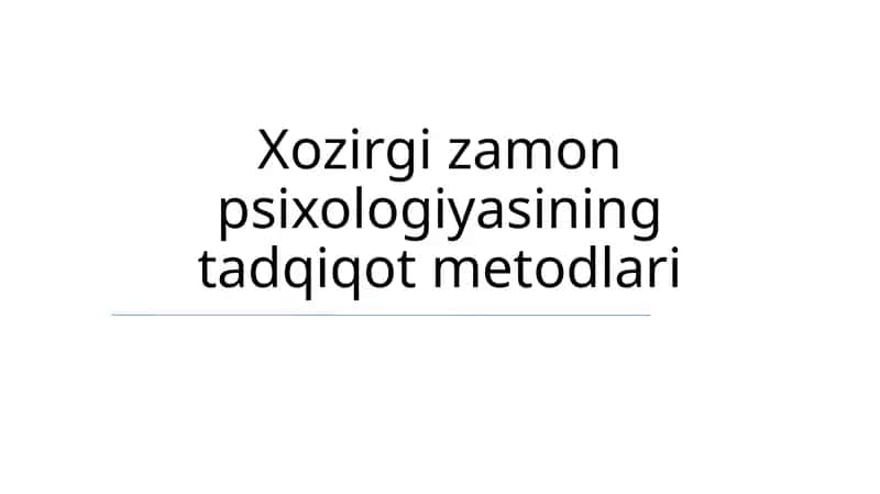 Psixologiyada tadqiqot usullari