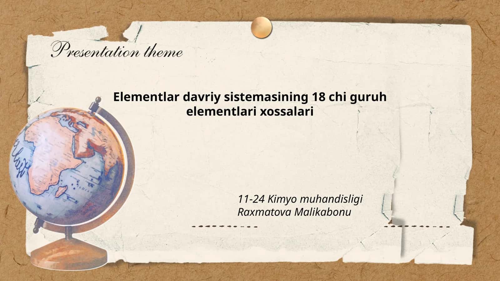 Elementlar davriy sistemasining 18 chi guruh elementlari xossalari