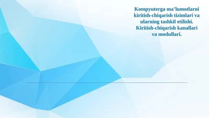 Kiritish-chiqarish tizimlari